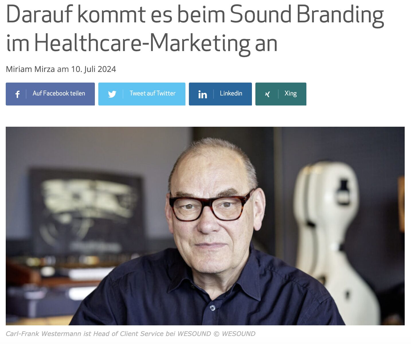 Das Magazin HEALTH RELATIONS hat mit Carl-Frank Westermann über Audio Branding für die Pharma- und Healthcare Branche gesprochen. Lest den vollständigen Artikel hier.